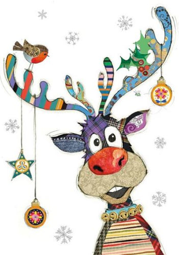 Rudolph Baubles Bug Art Greeting Card and Envelope FREE UK Postage