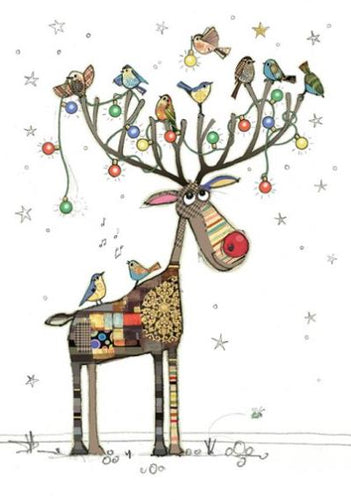 Rudolph Perch Bug Art Christmas Card Greeting Card FREE UK Postage