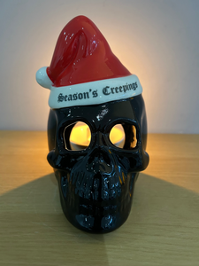 Skull Tealight Holder Seasons Creepings Black Red boxed
