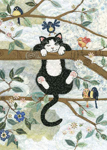 Bug Art Birthday Card Greeting Card Tree Cat FREE UK Postage