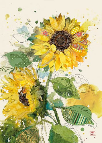 Sunflowers Bug Art Birthday Card Greeting Card & Envelope FREE UK Postage