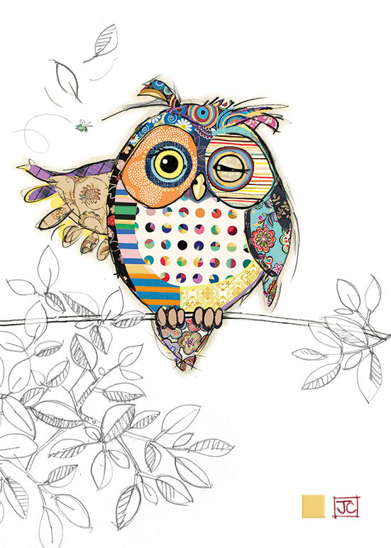 Bug Art Birthday Card Greeting Card Ollie Owl FREE UK Postage