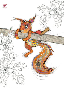 Bug Art Birthday Card Greeting Sammy squirrel FREE UK Postage