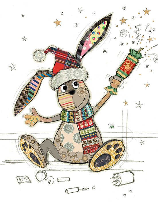 Bug Art Cracker Bunny Christmas Card Greeting Card FREE UK Postage