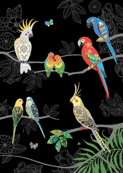 Tropical Birds Bug Art Birthday Card Greeting Card & Envelope FREE UK Postage