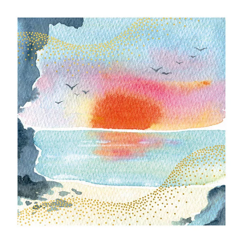 Sunset over Sea Blank Greetings Card with Envelope FREE UK POSTAGE