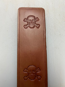 Leather Bookmark Skull & Crossbones Handmade Free UK Postage