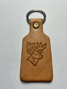 Leather Keyring Keyfob Deer Head keychain Free UK Postage
