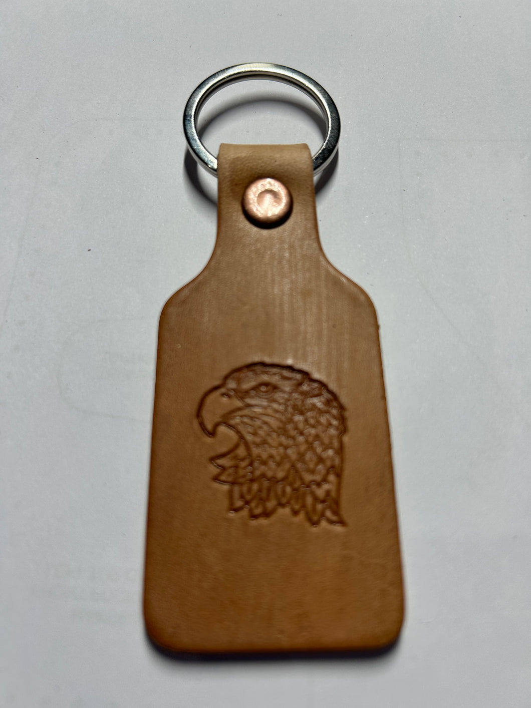 Leather Keyring Keyfob Eagle Head pattern keychain Free UK Postage