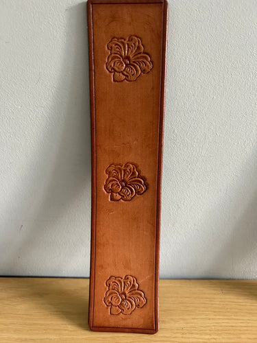 Leather Bookmark Flower Floral Handmade Free UK Postage