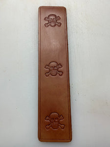 Leather Bookmark Skull & Crossbones Handmade Free UK Postage