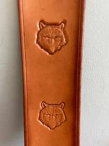 Leather Bookmark Wolf Head Handmade Free UK Postage