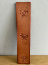 Load image into Gallery viewer, Leather Bookmark Cross Axes Handmade Free UK Postage