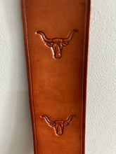 Load image into Gallery viewer, Leather Bookmark Longhorn Cow veg tan cowhide Handmade Free UK Postage