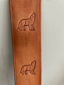 Leather Bookmark Wolf Howling Handmade Free UK Postage