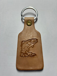 Leather Keyring Keyfob Trout keychain Free UK Postage