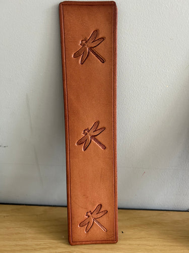 Leather Bookmark Dragonflies Handmade Free UK Postage