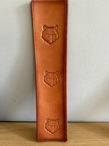 Leather Bookmark Wolf Head Handmade Free UK Postage