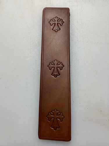 Leather Bookmark Medieval Cross Handmade Free UK Postage