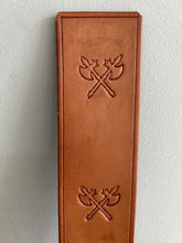 Load image into Gallery viewer, Leather Bookmark Cross Axes Handmade Free UK Postage