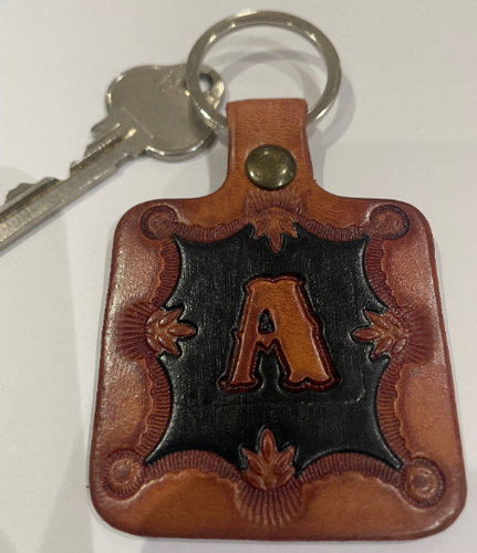 Leather Keyring Keyfob Personalised Letter A keychain Free UK Postage