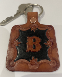 Leather Keyring Keyfob Personalised Letter B keychain Free UK Postage