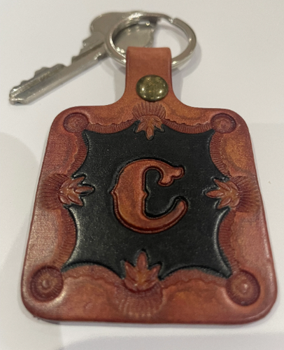 Leather Keyring Keyfob Personalised Letter C keychain Free UK Postage