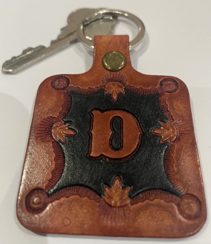 Leather Keyring Keyfob Personalised Letter D keychain Free UK Postage