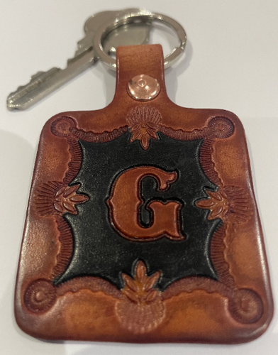 Leather Keyring Keyfob Personalised Letter G keychain Free UK Postage