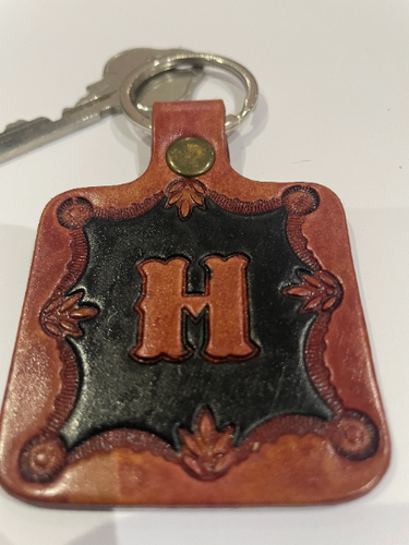 Leather Keyring Keyfob Personalised Letter H keychain Free UK Postage