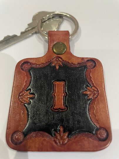 Leather Keyring Keyfob Personalised Letter I keychain Free UK Postage