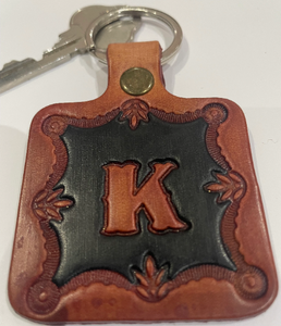 Leather Keyring Keyfob Personalised Letter K keychain Free UK Postage