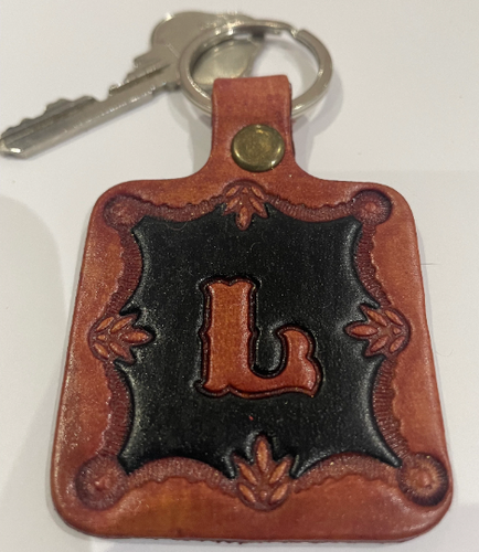Leather Keyring Keyfob Personalised Letter L keychain Free UK Postage