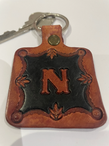 Leather Keyring Keyfob Personalised Letter N keychain Free UK Postage