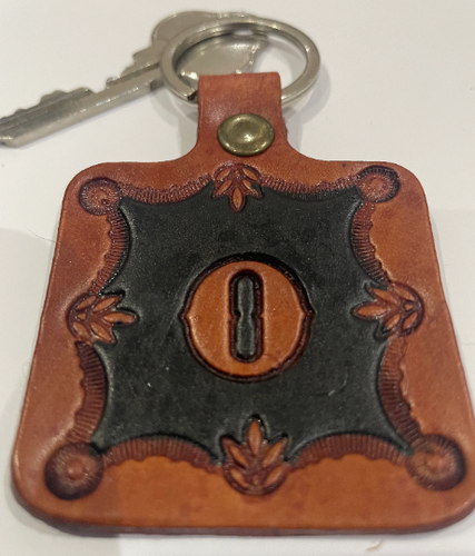 Leather Keyring Keyfob Personalised Letter O keychain Free UK Postage