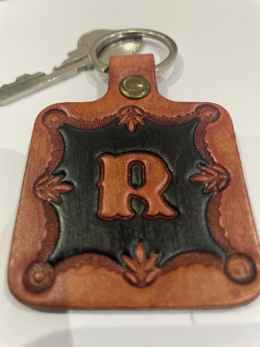 Leather Keyring Keyfob Personalised Letter R keychain Free UK Postage