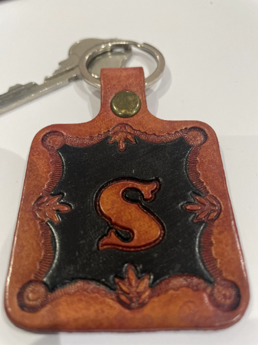 Leather Keyring Keyfob Personalised Letter S keychain Free UK Postage