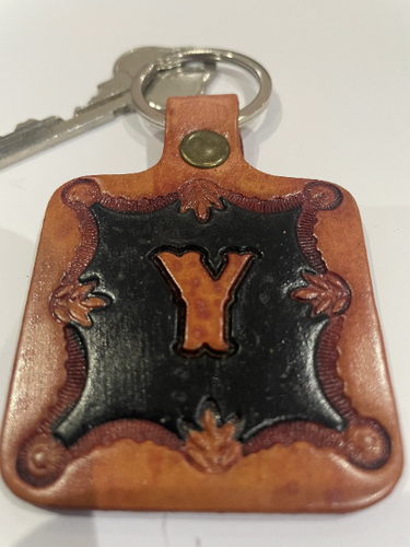 Leather Keyring Keyfob Personalised Letter Y keychain Free UK Postage