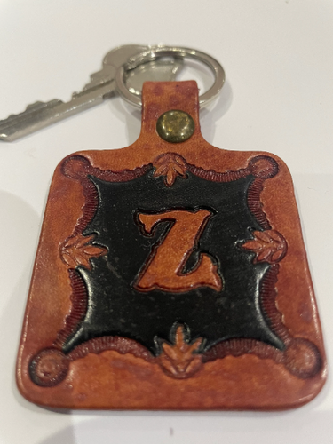 Leather Keyring Keyfob Personalised Letter Z keychain Free UK Postage