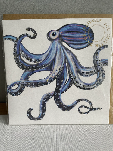 Octopus Glitter Card & Envelope by English Graphics FREE UK POSTAGE