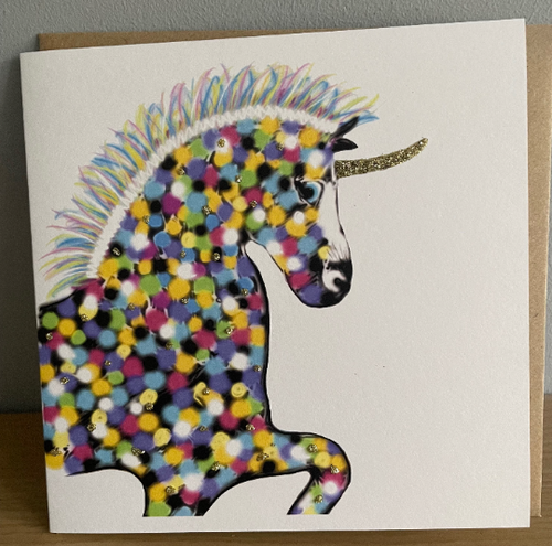 Unicorn Glitter Card with Envelope by English Graphics FREE UK POSTAGE