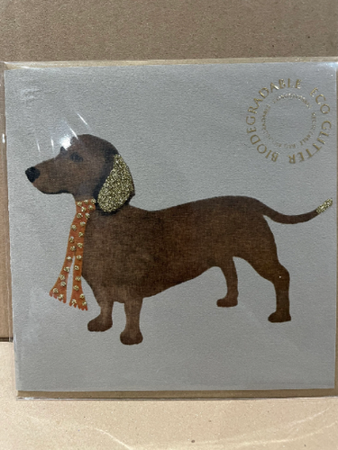 Wiener Dog Glitter Card with Envelope by English Graphics FREE UK POSTAGE